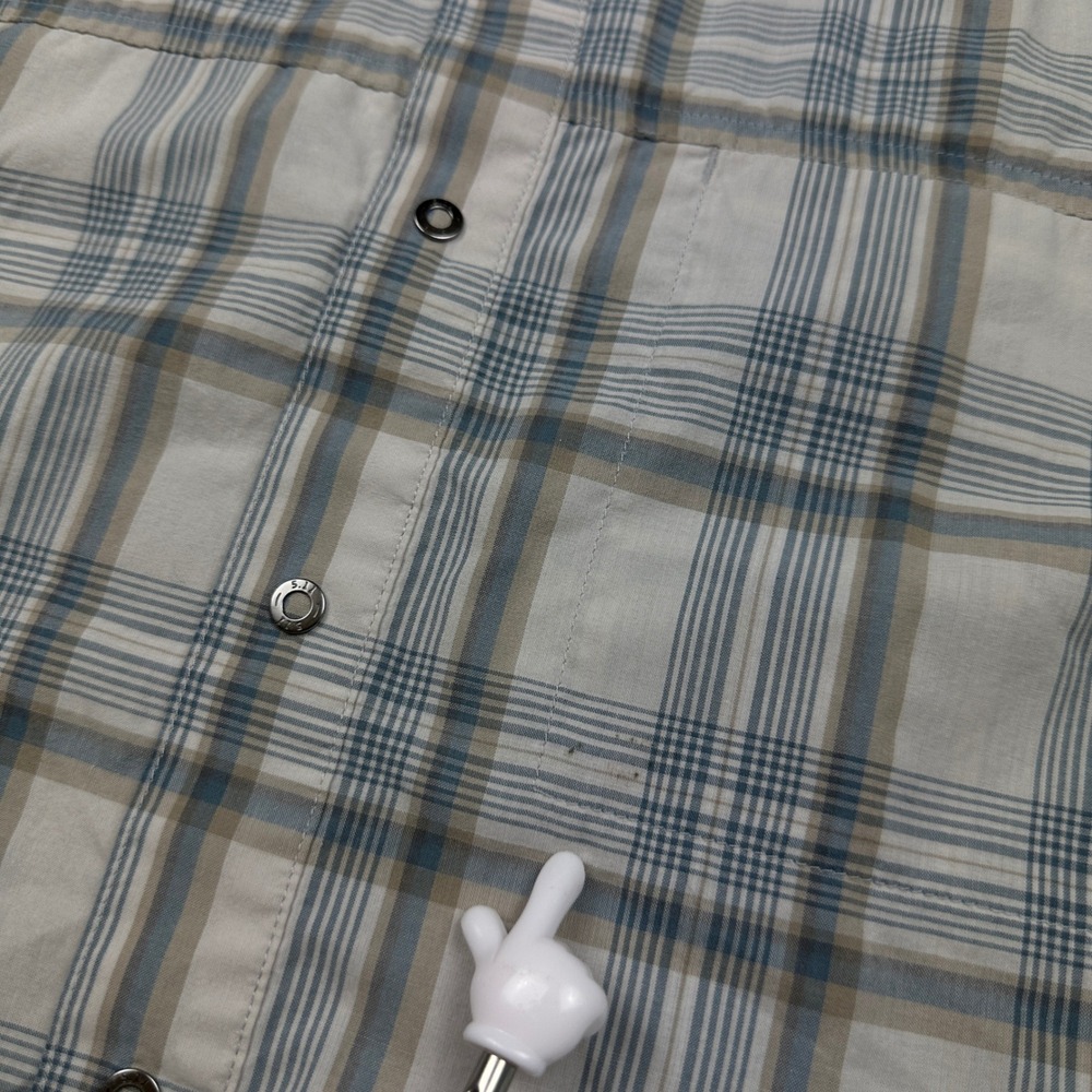 5.11 Tactical Mens Small Short Sleeve Plaid Snap Button Down Shirt Blue White - Picture 5 of 8